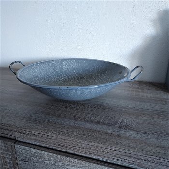 Emaille wok grijs gewolkt - 0