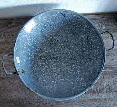 Emaille wok grijs gewolkt - 1