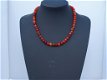 ketting van rood agaat facet 8 mm kralen met zilverkleurig slotje 46 cm lang, - 0 - Thumbnail