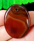 28x21x5mm Brown Stripes Onyx Agate ovale kettinghanger met zilverkleurig klemmetje - 0