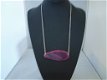 zilverkleurige ketting met agaat geode schijf roze, - 0 - Thumbnail