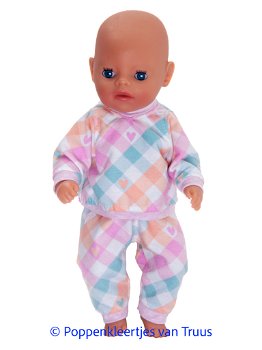 Baby Born Soft 36 cm Pyjama ruitjes/hartjes/multi - 0