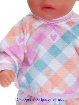 Baby Born Soft 36 cm Pyjama ruitjes/hartjes/multi - 1