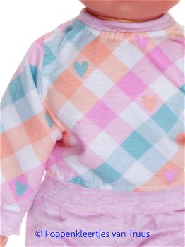 Hema pop 40 cm Pyjama roze/ruitjes/multi - 1
