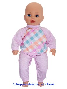 Baby Annabell 43 cm Pyjama roze/ruitjes/multi