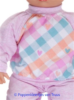 Baby Annabell 43 cm Pyjama roze/ruitjes/multi - 1