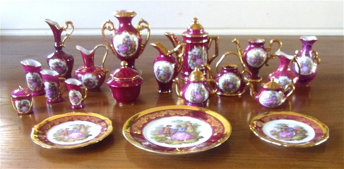 Limoges France Porselein Miniatuur Servies ( 19 Delig) - 0