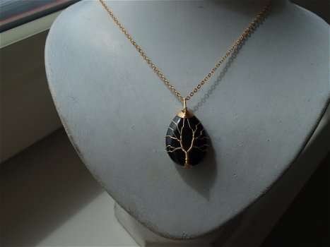 Black Onyx levensboom ketting - 0