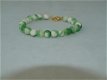 armband van groen/witte jade met goudkleurig slotje 20 cm lang, - 0 - Thumbnail