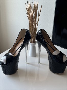 Extreem hoge nieuwe zwarte pumps hak 19 cm - 0