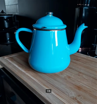 Emaille koffiekan blauw - 0