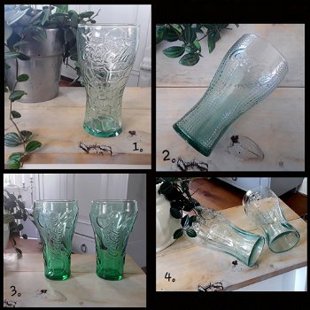 6x Coca cola glas / glazen - groen / groenachtig glas - 0