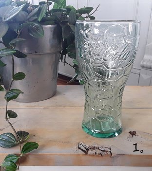 6x Coca cola glas / glazen - groen / groenachtig glas - 1