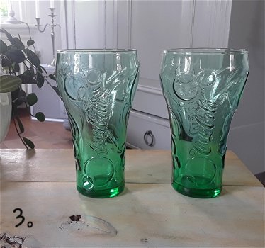 6x Coca cola glas / glazen - groen / groenachtig glas - 4