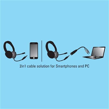 MiniJack Chat Headset voor smartphone + adapter voor pc - 5