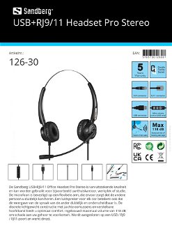 USB+RJ9/11 Headset Pro Stereo uitstekende kwaliteit voor thuiskantoor, werkplek of studie - 6