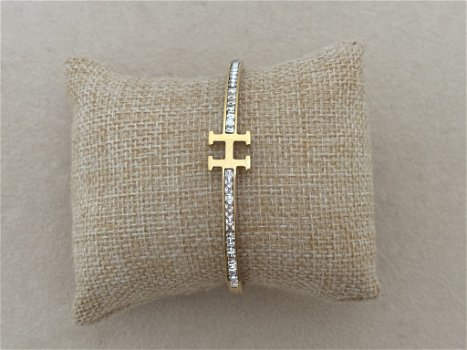 Gouden H letter tennis bangle armband strass waterproof - 0