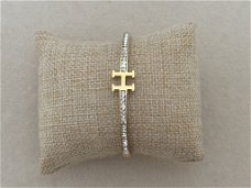 Gouden H letter tennis bangle armband strass waterproof