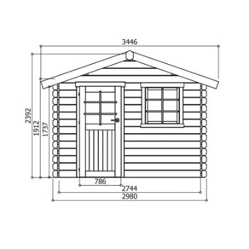 Tuinhuis-Blokhut Sologne : 2980 x 2980-390mm - 1