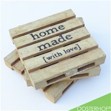 Onderzetters Pallet Home Made [with love] 10 x 9,7 x 1,7 MDF