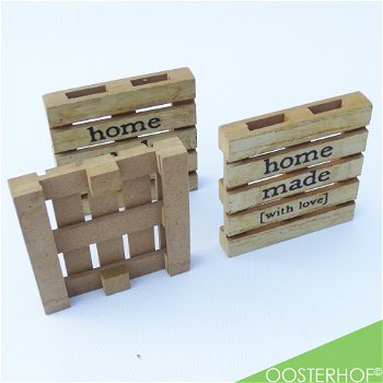 Onderzetters Pallet Home Made [with love] 10 x 9,7 x 1,7 MDF - 2