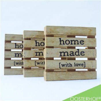 Onderzetters Pallet Home Made [with love] 10 x 9,7 x 1,7 MDF - 5