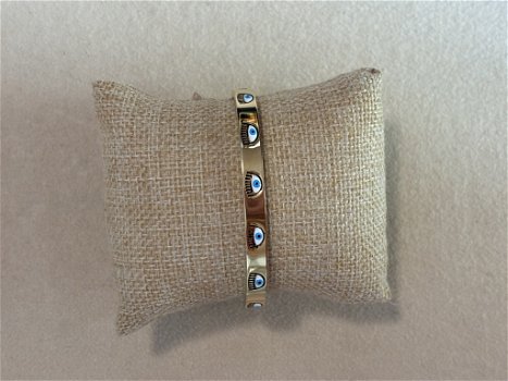 Gouden Chiara evil eye bangle armband verguld waterproof - 0