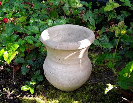 Stenen klei pot - beige - 1