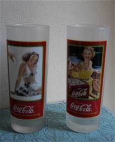 2 retro glazen Coca Cola