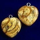 2Pcs 20x18x7mm Picture Jasper hart kettinghangers met zilverkleurig oogje, - 0