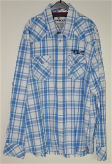 Twinlife blouse overhemd maat XXXL Licht Blauw Wit Ruit