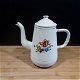 Emaille koffiepot theepot wit met bloemen - 2 - Thumbnail