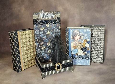 Finished Project handmade by scrapqueen the Roaring Twenties mini albums in a box with a twist - 7