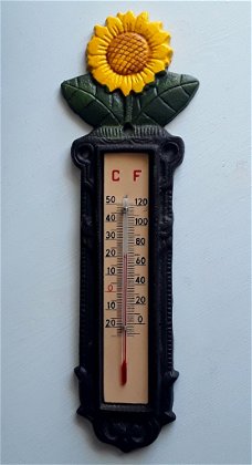 Gietijzeren thermometer - zonnebloem (nieuw)