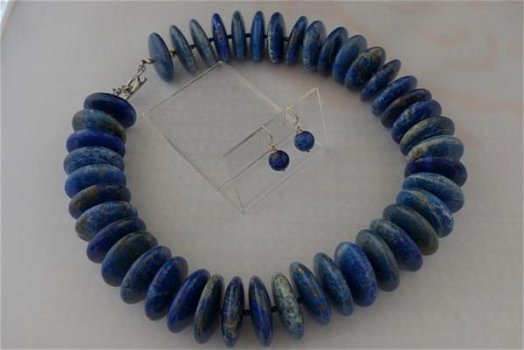 LAPIS LAZULI (3 cm) ketting/oorhanger-set - 1