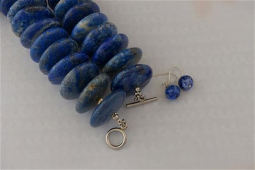 LAPIS LAZULI (3 cm) ketting/oorhanger-set - 2