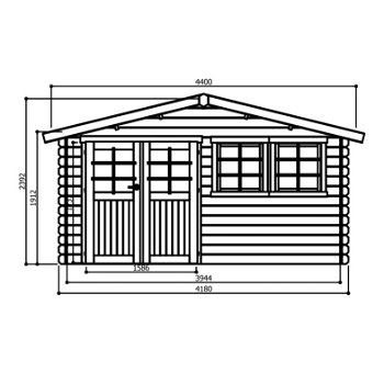 Tuinhuis-Blokhut Visp : 4180 x 3880mm - 1