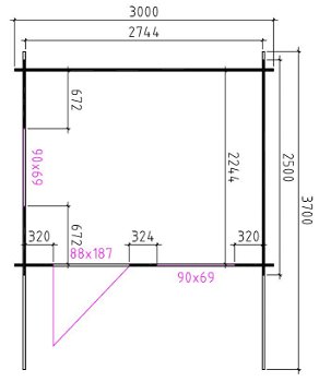 Tuinhuis-Blokhut 3026: 300 x 250 x 236(h) cm - 1