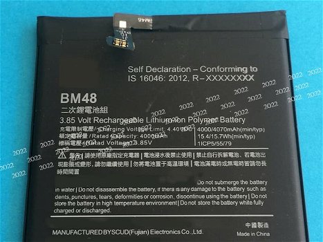 New battery BM48 4000mAh/15.4WH 3.85V for XIAOMI note2 - 0