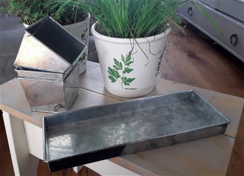 Verzinkte bakjes met tray voor plantjes / kruidenplantjes e.d. (Nieuw) - 2