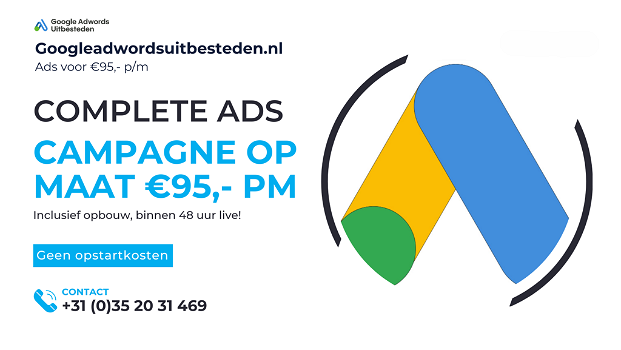 Google Ads (AdWords) uitbesteden voor €95,- p/m Incl. opbouw - 0