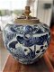 Grote Chinese kruiklamp vissen, lampen Chinees vis blauw lampvoet - 2 - Thumbnail