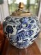 Grote Chinese kruiklamp vissen, lampen Chinees vis blauw lampvoet - 3 - Thumbnail