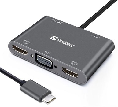 USB-C Dock 2x HDMI 1x VGA USB PD - 1