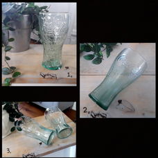 4x Coca cola glas / glazen - groenachtig / licht groen glas