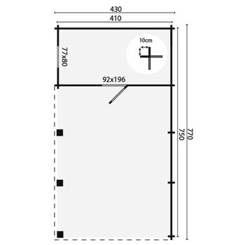 Tuinhuis-Blokhut carport overkapping met berging EVER: 219+551x430 cm - 1