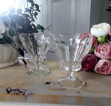 Vintage ijscoupes, dessertglas, cocktailglas, glazen (2x) - 0