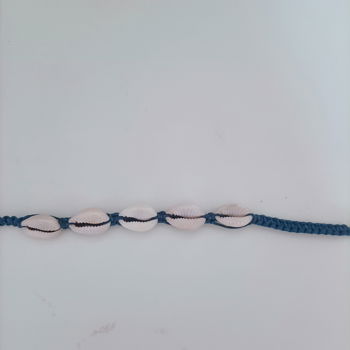 Armbandje met schelpjes, blauw, past altijd. - 1