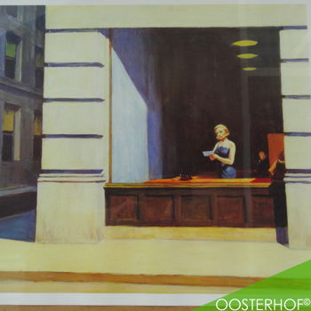 Houten Lijst Facet Plexiglas - Edward Hopper - New York Office 58 x 47,8 - 2