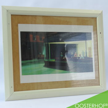 Houten Lijst Facet Plexiglas - Edward Hopper - Nighthawks 58 x 47,8 - 0